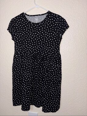 Black Polka Dot Short Sleeve Dress